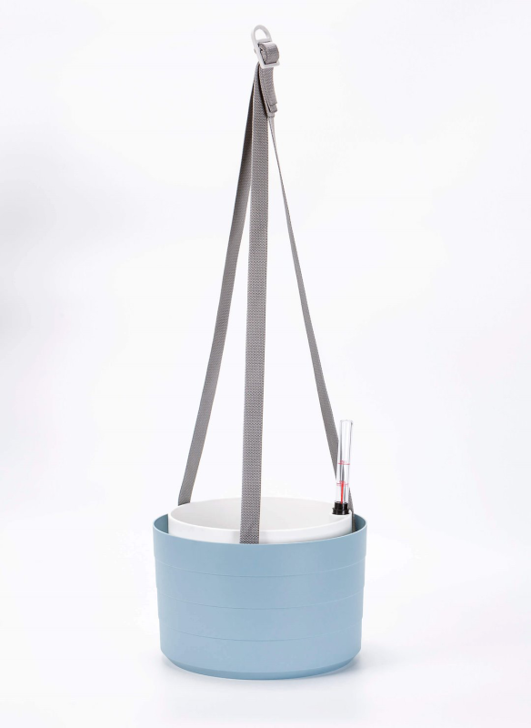 PLASTIA BERBERIS Wisząca donica samonawadniająca okrągła 26 cm błękitny