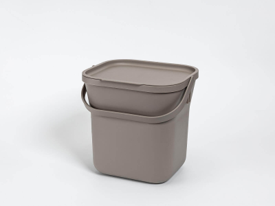 PLASTIA Kosz na bioodpady z wkładem 6 ltr jasnoszary