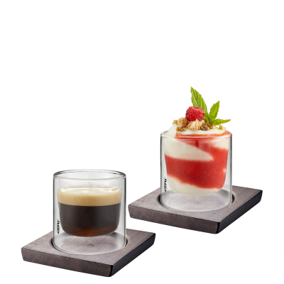  Set of 2 Gefu Mira thermal glasses with stands, 80 ml