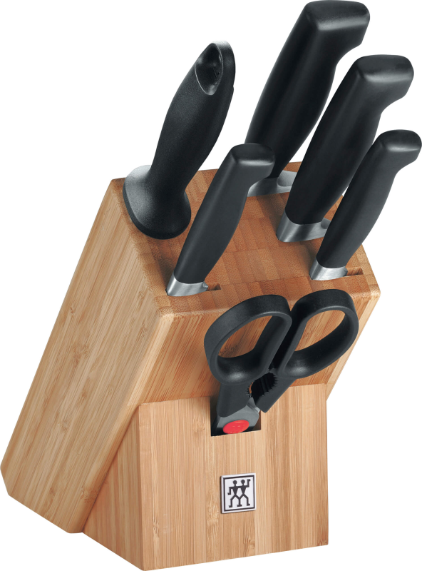  Set of 4 knives in a Zwilling Four Star bamboo block