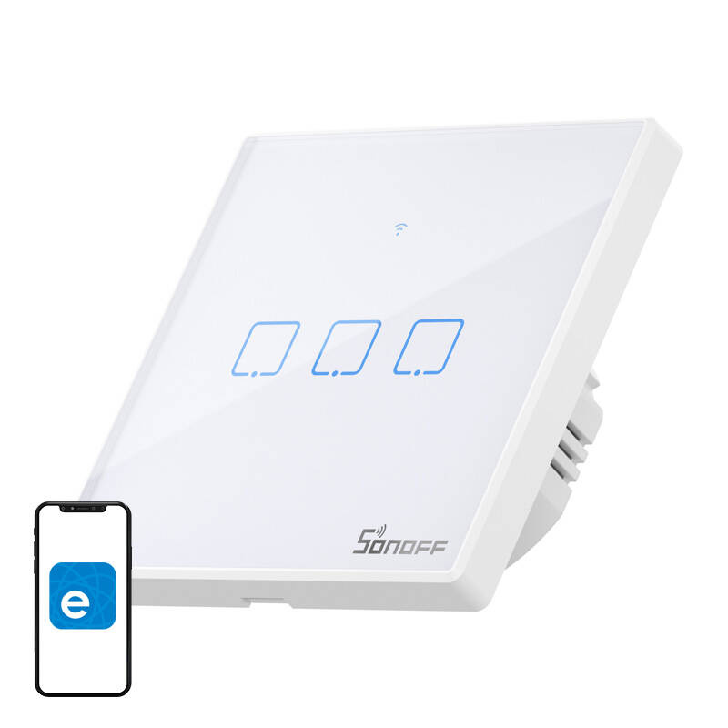 Włącznik dotykowy SONOFF TX T2 Wi-Fi+RF 433 3-kanałowy