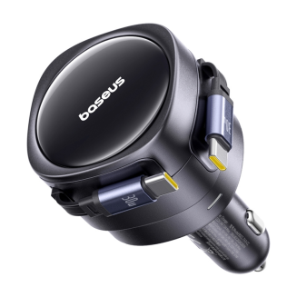 Ładowarka samochodowa Baseus Enjoyment Max z kablami USB-C+USB-C 60W Czarny - 5