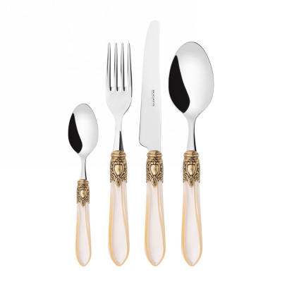 Zestaw sztućców obiadowych Casa Bugatti Oxford Ivory/Gold 24 szt.