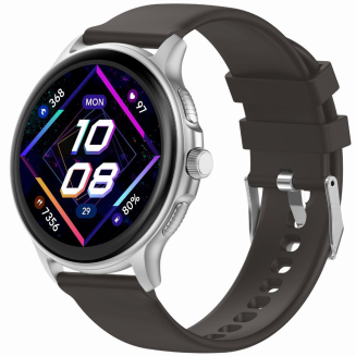 Smartwatch Damski GRAVITY GT12-7 Czarny Pasek Silikonowy + Srebrna Bransoleta - 2