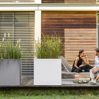  Lechuza Canto Stone 80 wide white quartz flowerpot - 4