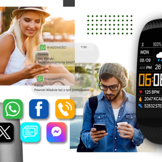 Smartwatch GIEWONT Czarno Zielony 2 Paski GW200-5 - 8