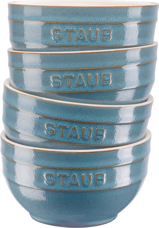 Set of 4 Staub round bowls - 12 cm, Antique turquoise
