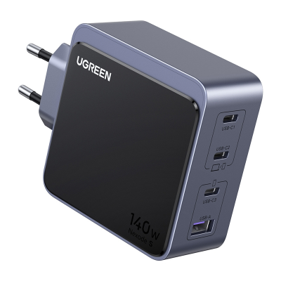 Ładowarka sieciowa Ugreen Nexode S 140W, GaN,  3x USB-C + USB (szara)