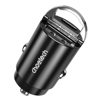 Ładowarka samochodowa Choetech TC0006 1x USB-A, 1x USB-C 30W PD 3.0 (czarna) - 5
