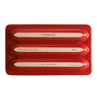  Emile Henry red Parisian baguette baking pan - 5