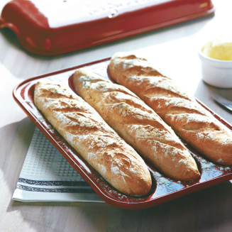  Emile Henry red Parisian baguette baking pan - 8