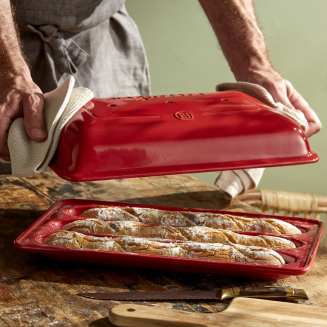  Emile Henry red Parisian baguette baking pan - 9
