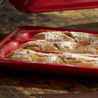  Emile Henry red Parisian baguette baking pan - 10