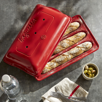  Emile Henry red Parisian baguette baking pan - 12