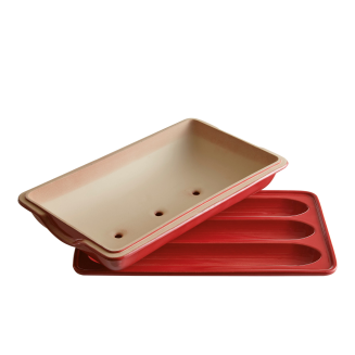  Emile Henry red Parisian baguette baking pan - 4