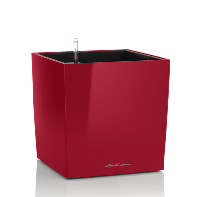 Lechuza Cube Premium 40 red gloss flowerpot
