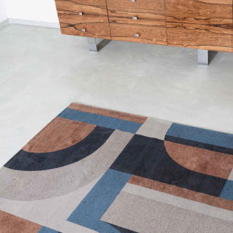  Round Louis de Poortere Nuance Module camel blue carpet - 5