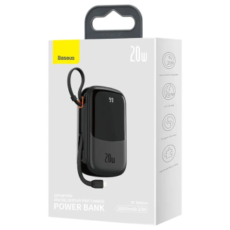Powerbank Baseus Qpow PRO z kablem Lightning, portem USB-C i USB, 20000mAh, 20W (czarny) - 6