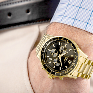 Zegarek Męski Giewont Chronograph Sapphire Złoto Czarny GW3520-B4 - 3