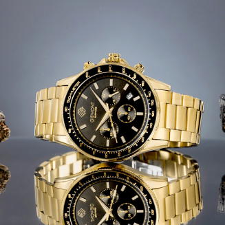 Zegarek Męski Giewont Chronograph Sapphire Złoto Czarny GW3520-B4 - 5