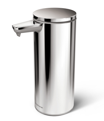 Touchless dispenser with Simplehuman battery, polished steel