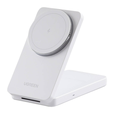 Ładowarka indukcyjna UGREEN W528 20W 2w1 (biała)