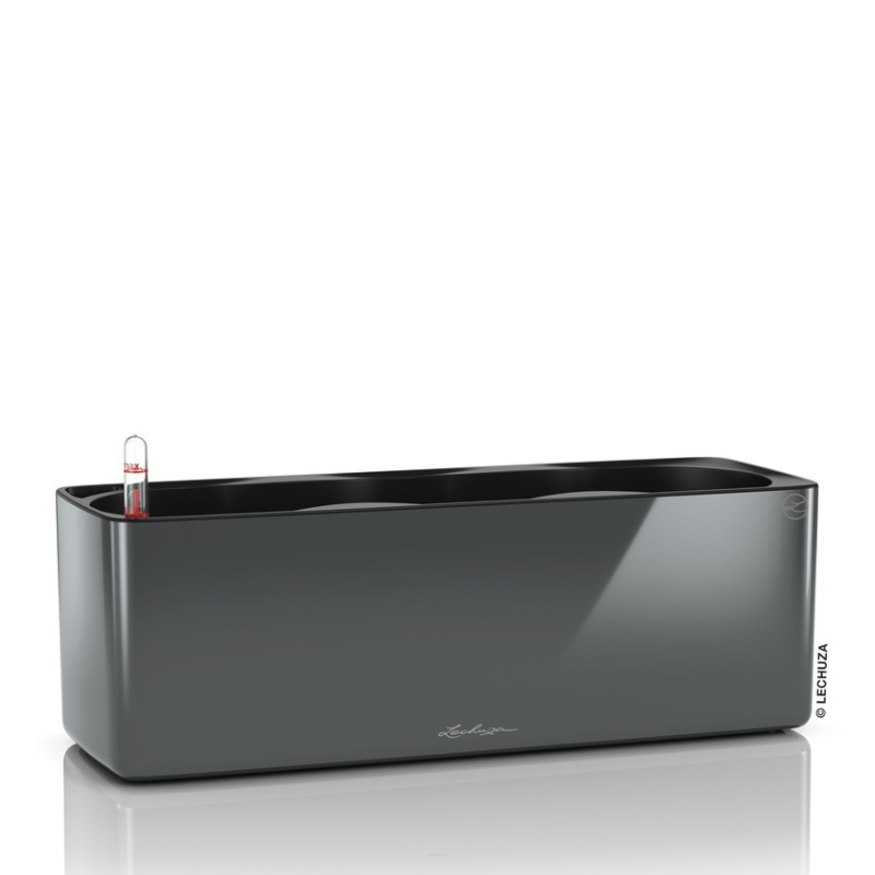 Lechuza Cube Glossy Triple flowerpot, glossy anthracite