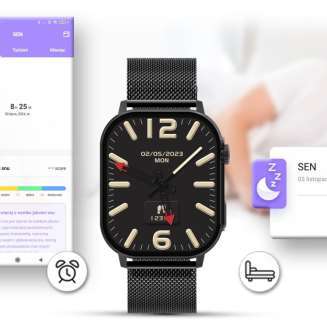 Smartwatch Gravity GT15-3 Czerwony Pasek Silikonowy + Czarna Bransoleta - 15