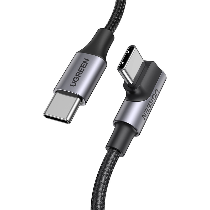 Kabel UGREEN US334 USB-C-USB-C 2m kątowy (czarny)