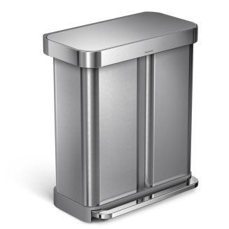  Simplehuman Liner Pocket Recycler two-chamber basket, 58l, FPP steel - 2
