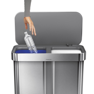  Simplehuman Liner Pocket Recycler two-chamber basket, 58l, FPP steel - 4