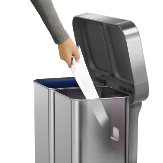  Simplehuman Liner Pocket Recycler two-chamber basket, 58l, FPP steel - 6