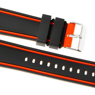 Pasek silikonowy CZARNO-POMARAŃCZOWY U14-20-12 - 4