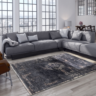 Louis de Poortere Fading World Medallion mineral black carpet - 13