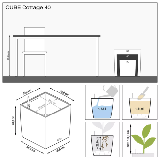  Lechuza Cube Cottage 30 planter | 40 | 50 light gray - 7