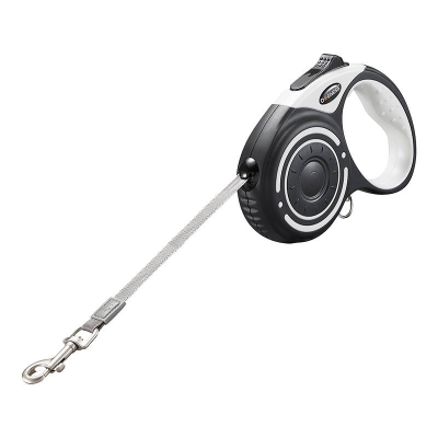 Smycz automatyczna DOGNESS 5m z latarką (szara)