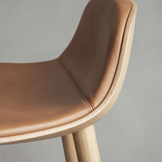  Eva Solo Yuuga smoke oak & black leather stool 75 cm - 5