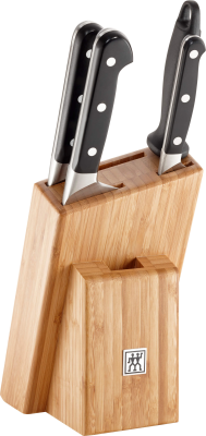  Set of 3 knives in a block + Zwilling Pro sharpener