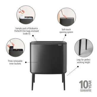 Kosz Brabantia Bo Touch Bin 11+11+11l Confident Grey - 13