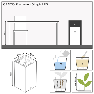 Lechuza Canto Premium 40 LED flowerpot, silver metallic column - 6