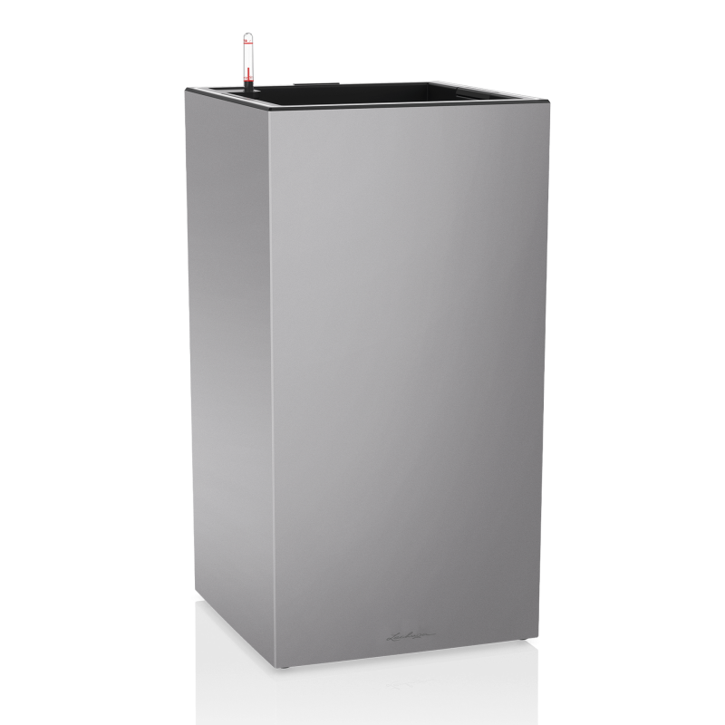 Lechuza Canto Premium 40 LED flowerpot, silver metallic column