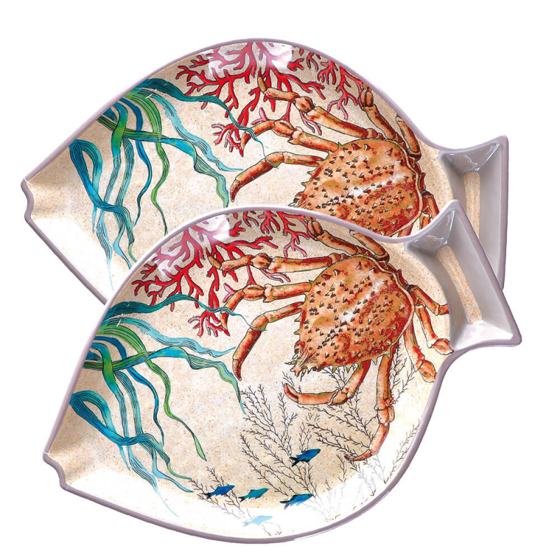  Rose&Tulipani | Set of 2 Sea Life fish melamine plates - 33 x 23 cm