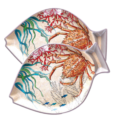  Rose&Tulipani | Set of 2 Sea Life fish melamine plates - 33 x 23 cm