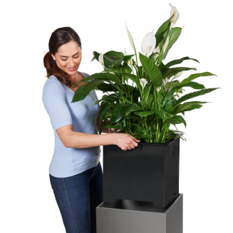 Lechuza Canto Premium 40 cube anthracite metallic flowerpot - 3