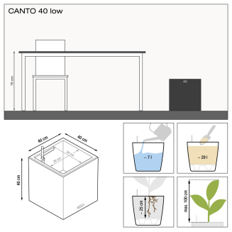 Lechuza Canto Premium 40 cube anthracite metallic flowerpot - 5