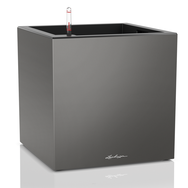 Lechuza Canto Premium 40 cube anthracite metallic flowerpot