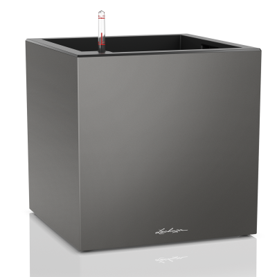Lechuza Canto Premium 40 cube anthracite metallic flowerpot