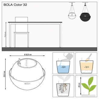 Lechuza Bola Color 32 suspended planter, sand brown - 3