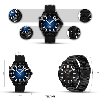 Smartwatch VELTORI VT150-1 Czarny Pasek Silikonowy + Czarna Bransoleta - 10