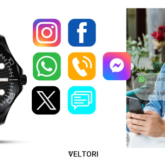 Smartwatch VELTORI VT150-1 Czarny Pasek Silikonowy + Czarna Bransoleta - 15